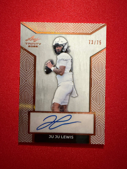 Juju Lewis 2026 Leaf Trinity Football Base Auto Bronze /75