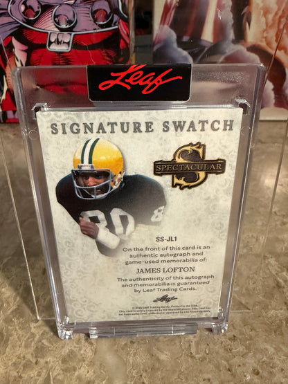 2026 Leaf Spectacular Football James Lofton Auto Inscription + Jersey Number Patch