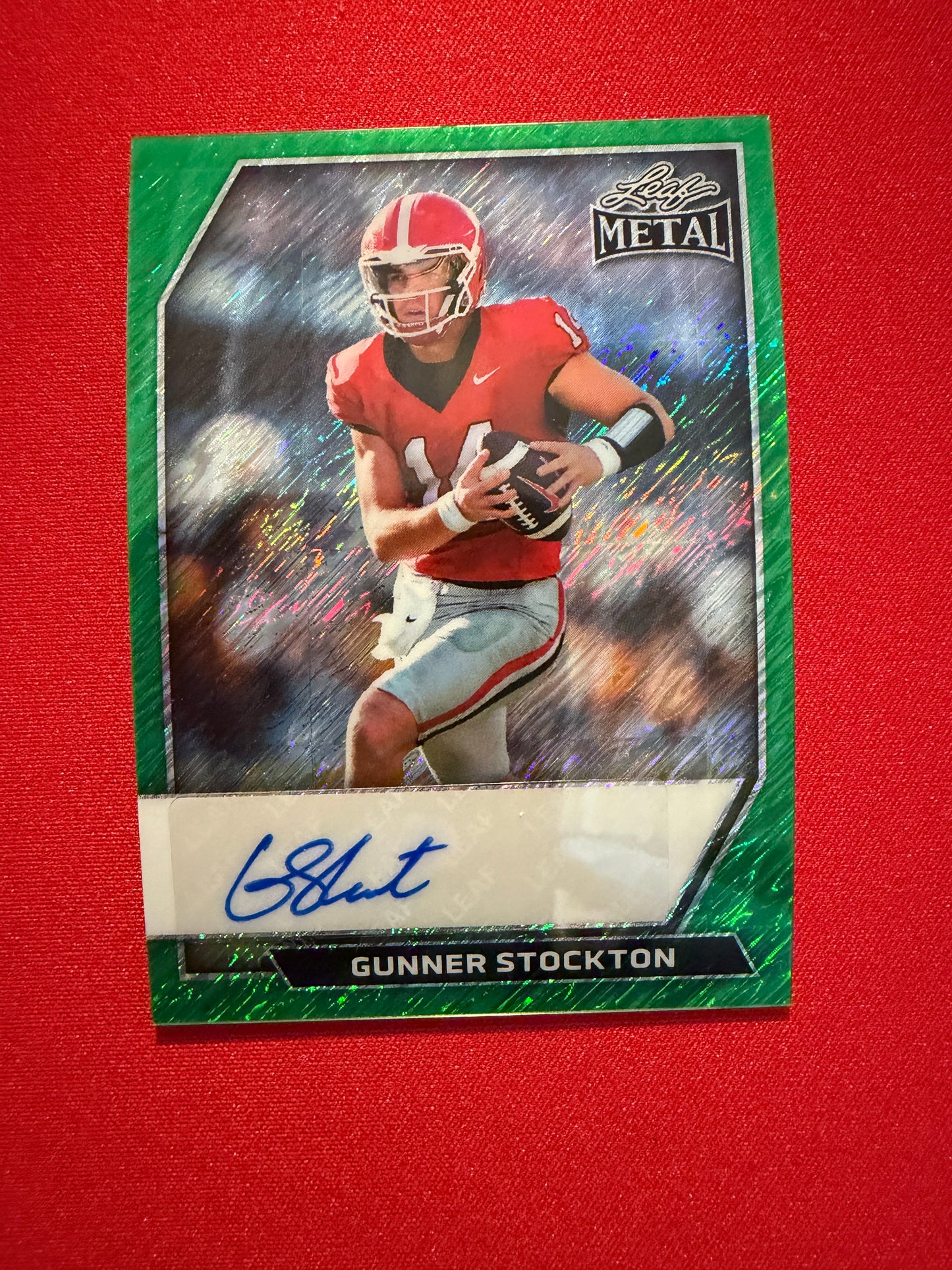 2026 Leaf Metal Football Gunner Stockton Auto Green Shimmer 3/3