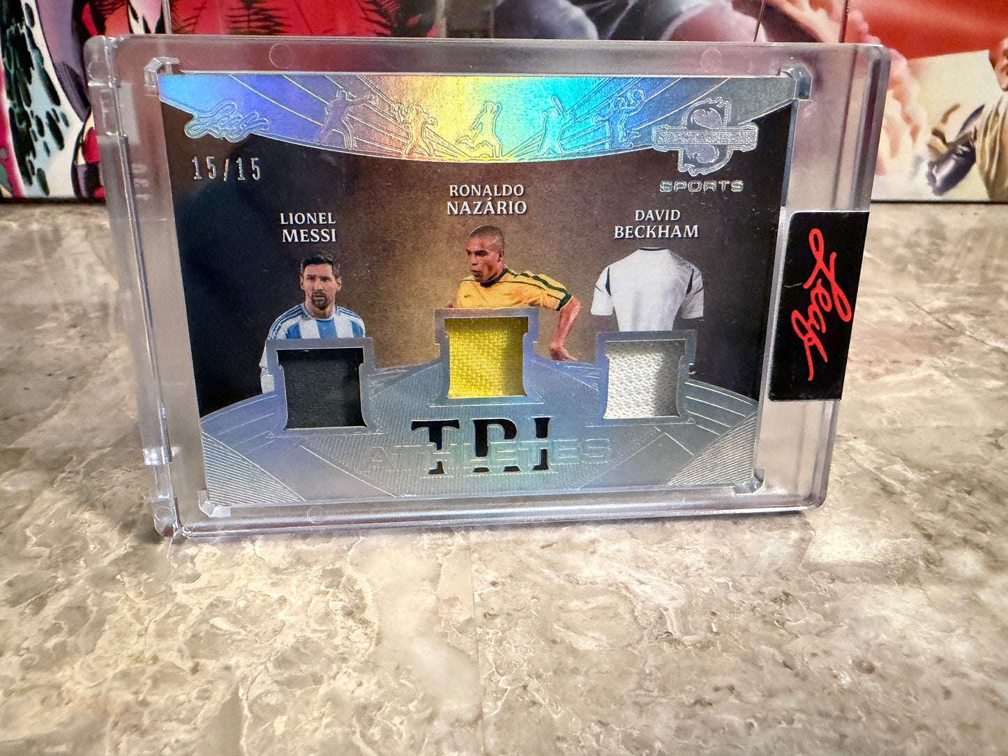 2026 Leaf Spectacular Sports Tri Athletes Triple Patch Messi, Nazário, Beckham