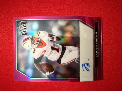 Jamier Brown 2026 Leaf Metal Football Base Auto Pink /6 OSU