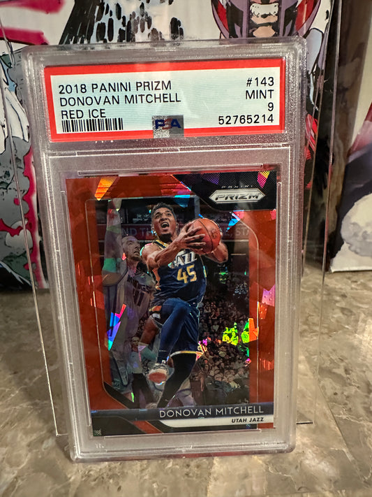 Donovan Mitchell #143 PSA 9 Mint (2018 Panini Prizm) - Red Ice