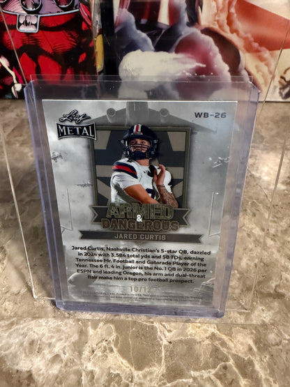 2026 Leaf Metal Football Armed & Dangerous Jared Curtis Silver Shimmer /12