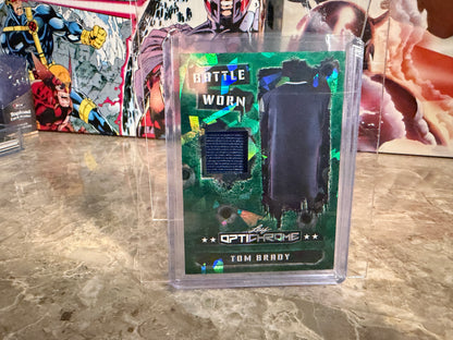 Tom Brady 2026 Leaf Optichrome Battle Worn Green Crystal Game Used Jersey /3
