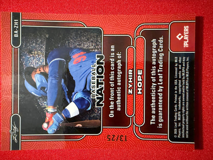 2026 Leaf Baseball Nation Zyhir Hope Auto & Die-Cut 3-Card Lot