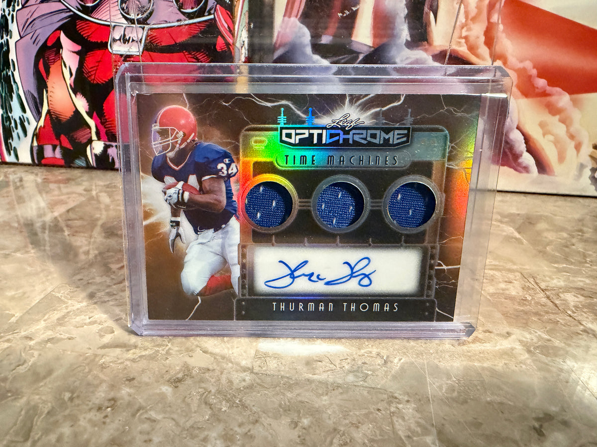 Thurman Thomas 2026 Leaf Optichrome Football Time Machines Patch Auto Gold 1/1