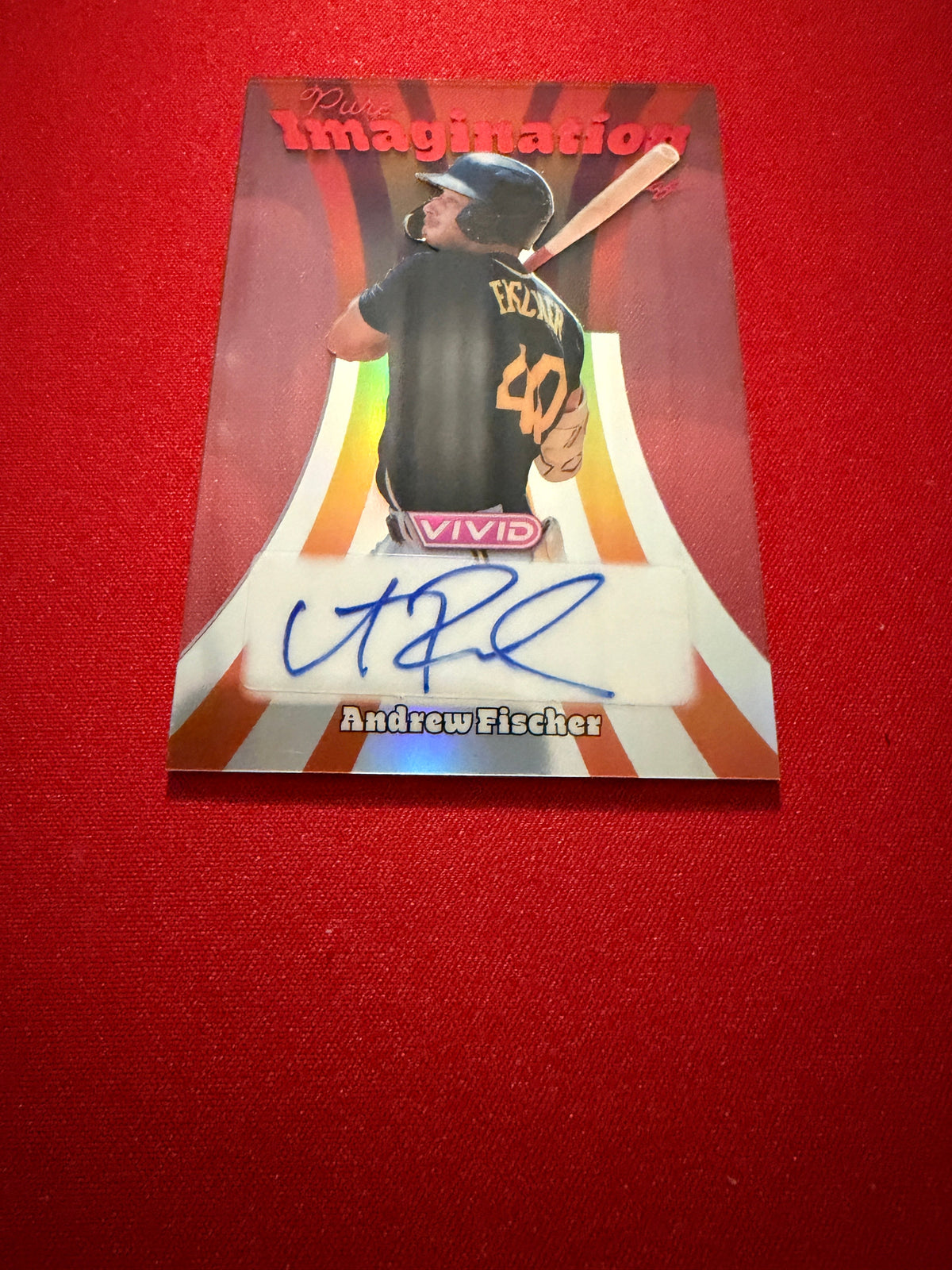 Andrew Fischer 2026 Leaf Vivid Baseball Pure Imagination Auto Clear Red 7/7 Bookend