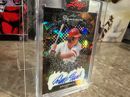 Johnny Bench 2026 Leaf Signature Series Base Auto Black Crystal 1/1