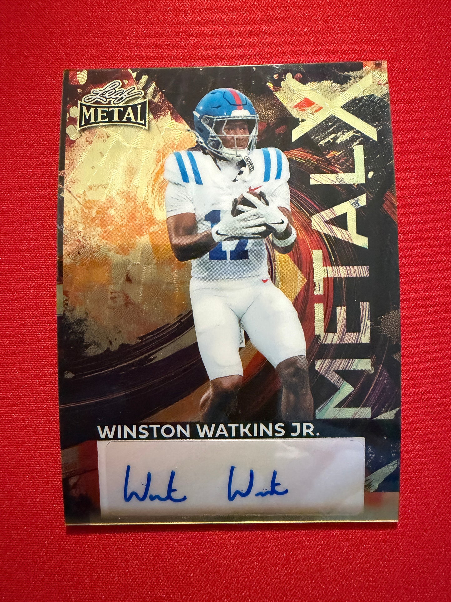 2026 Leaf Metal Football Winston Watkins Jr. Metal X Auto Super Gold Prismatic 1/1