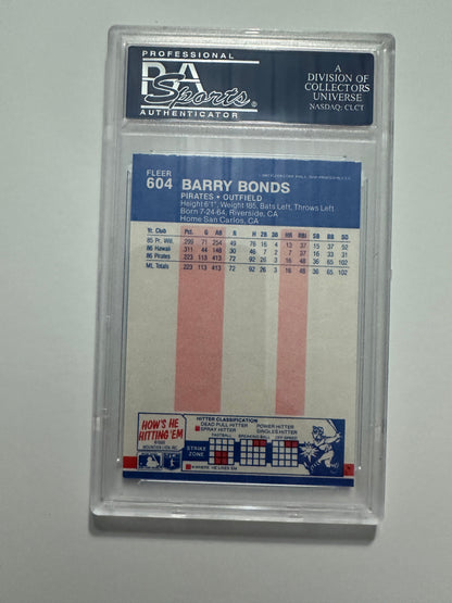 Barry Bonds #604 PSA Graded Mint 9 (OC) (1987 Fleer)