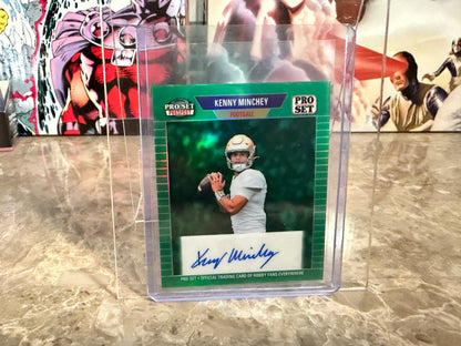 2026 Leaf Pro Set Metal Football Kenny Minchey 1989 Auto Green Notre Dame 1/1