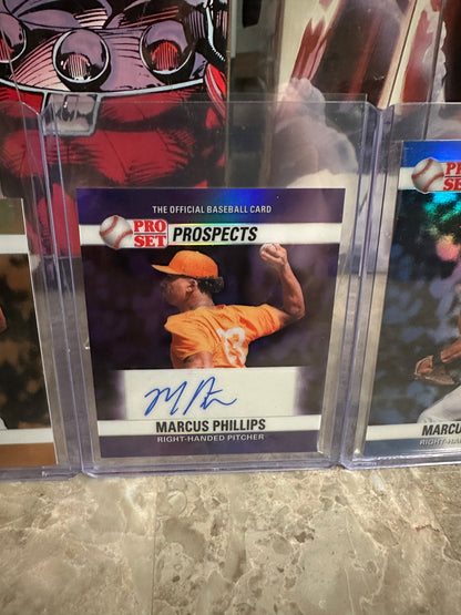 2026 Pro Set Marcus Phillips 1990 Mini Purple Auto 1/1 & Gold 1/1 Parallel Lot