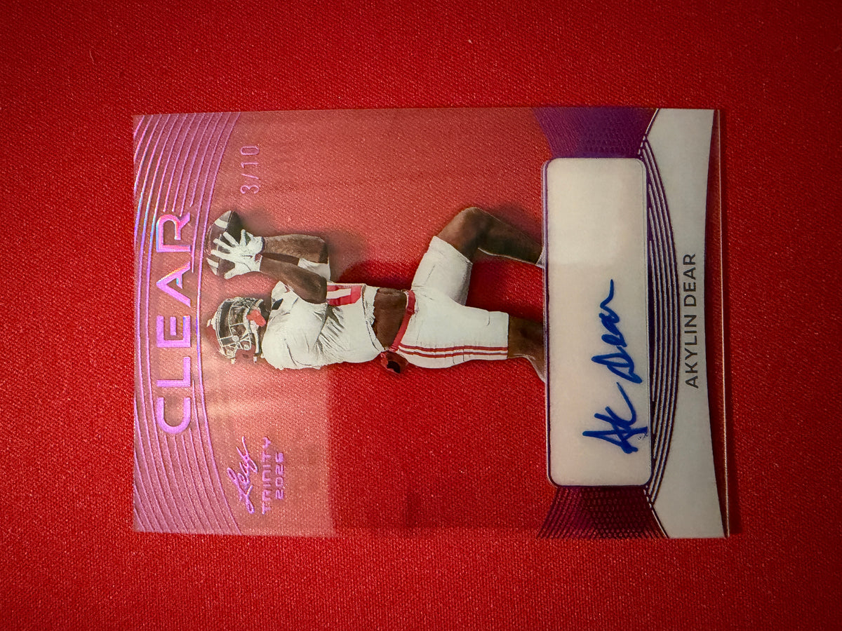 Akylin Dear 2026 Leaf Trinity Football Clear Auto Purple /10