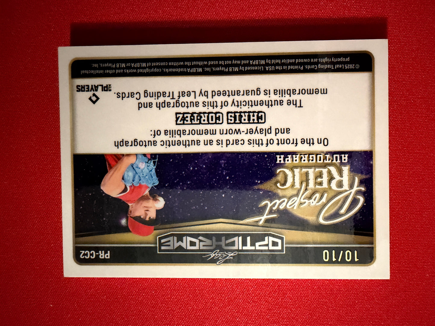 Chris Cortez 2025 Leaf Optichrome Baseball Prospect Relic Auto Silver 10/10 Bookend