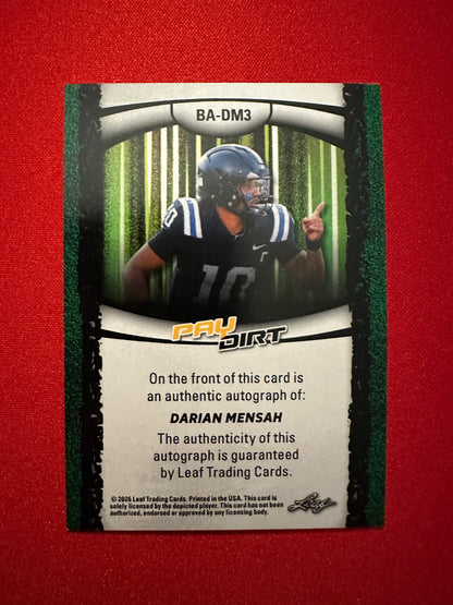Darian Mensah 2026 Leaf Paydirt Football Base Purple Autograph 1/4