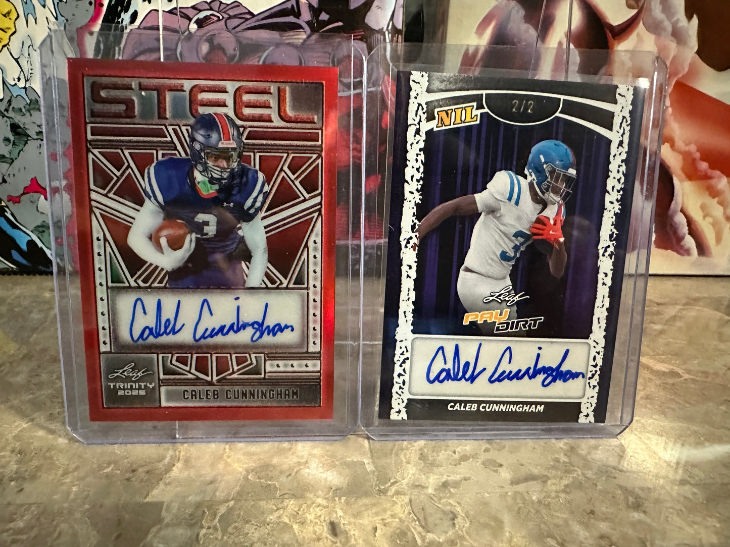Caleb Cunningham AUTO LOT 2025 Leaf Trinity Steel 1/1 & Paydirt NIL /2
