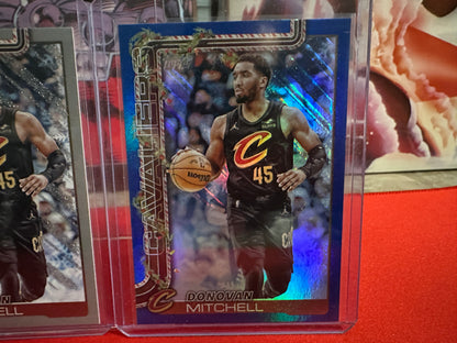 2025-26 Topps Holiday Donovan Mitchell Short Print, Glitter, Blue Foil Lot of 3