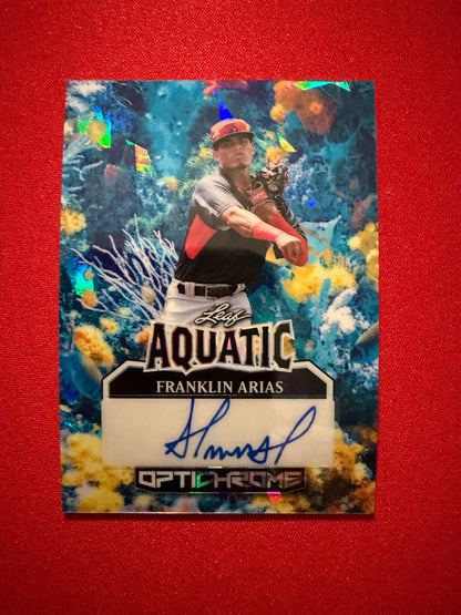 Franklin Arias 2025 Leaf Optichrome Baseball Aquatic Auto Coral Cracked Ice 1/1