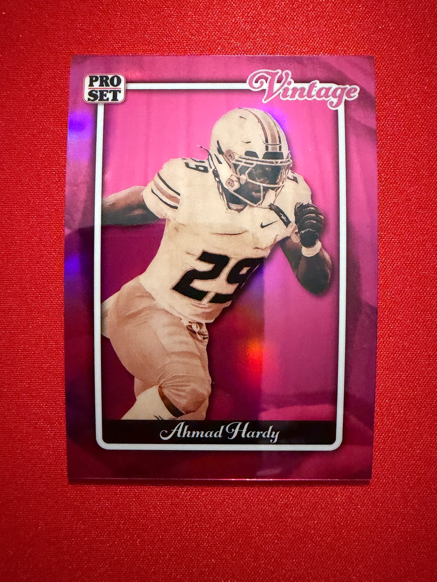 Ahmad Hardy 2026 Leaf Pro Set Metal Football Vintage Pink /4