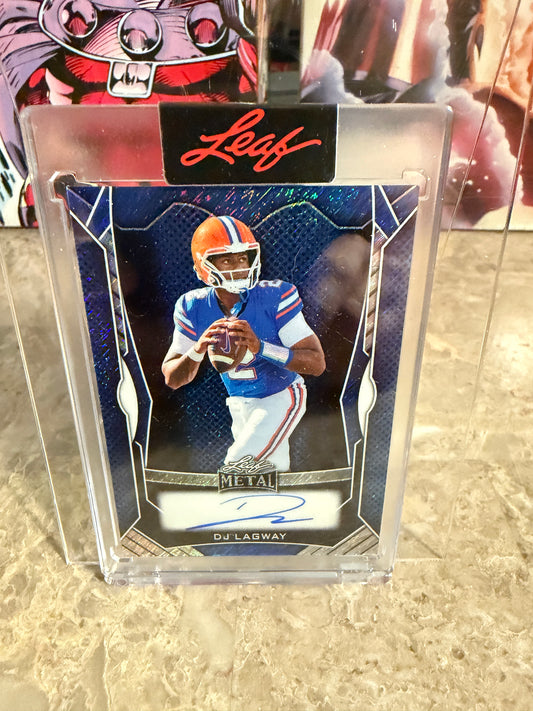 2026 Leaf Spectacular Football Metal On-Card DJ Lagway Blue Shimmer /4