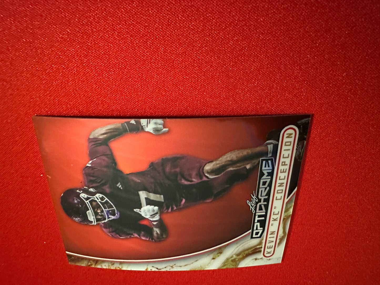 Kevin "KC" Concepcion 2026 Leaf Optichrome Football Red Prismatic 1/1 Non-Auto