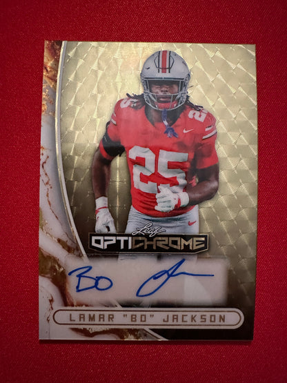 2026 Leaf Optichrome Football Lamar "Bo" Jackson Gold Super Prismatic Auto 1/1