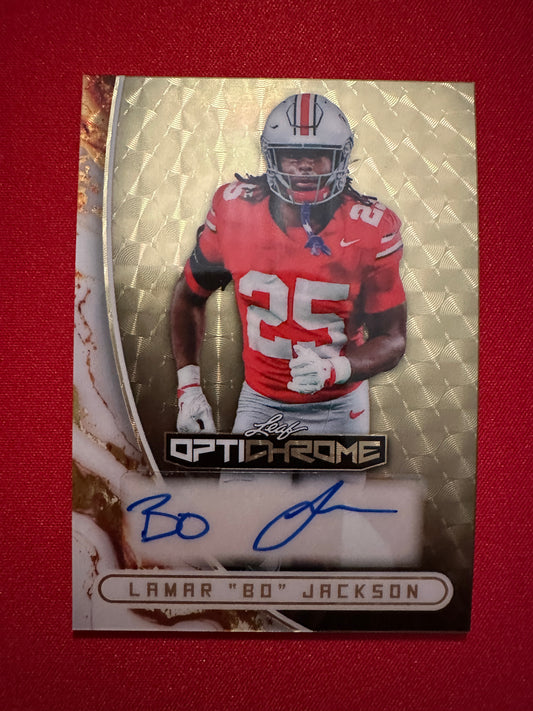 2026 Leaf Optichrome Football Lamar "Bo" Jackson Gold Super Prismatic Auto 1/1