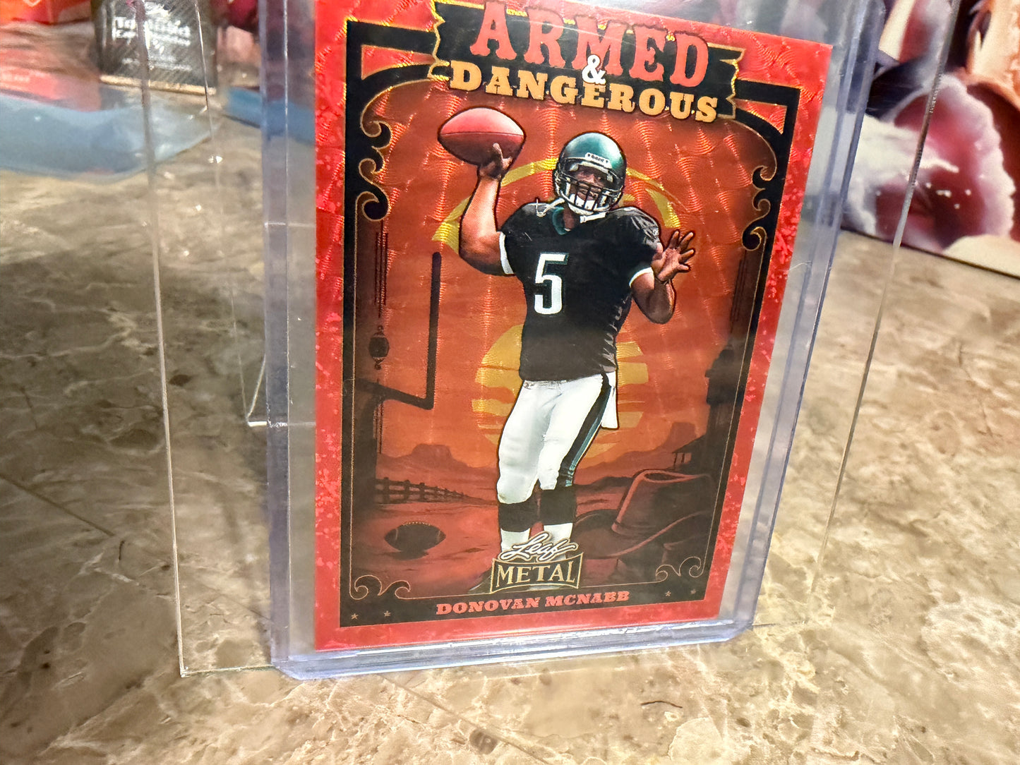 2026 Leaf Metal Football Armed & Dangerous Donovan McNabb Red Flood 1/1