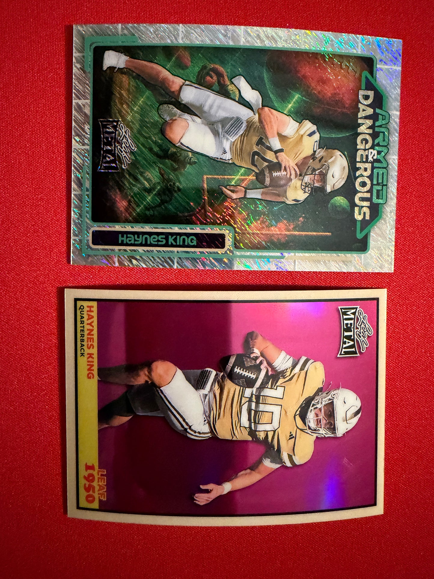 2026 Leaf Metal Football Haynes King 1950 Armed & Dangerous 2-Card Lot
