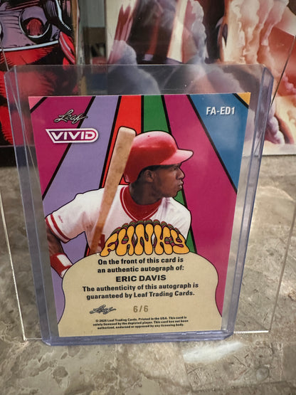 Eric Davis 2026 Leaf Vivid Funky Red Techno Foil AUTO 6/6 Reds Legend Bookend