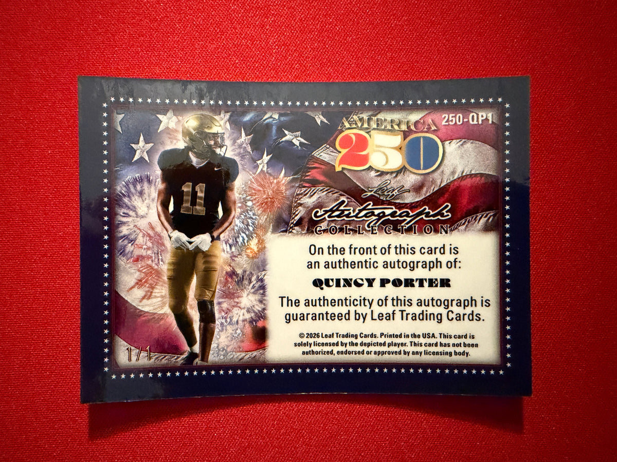 Quincy Porter 2026 Leaf Autograph Collection America 250 Auto White Lava 1/1