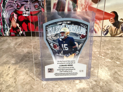 Leonard Moore 2026 Leaf Pro Set Metal Talent Tornado Auto Pink 6/6 Bookend