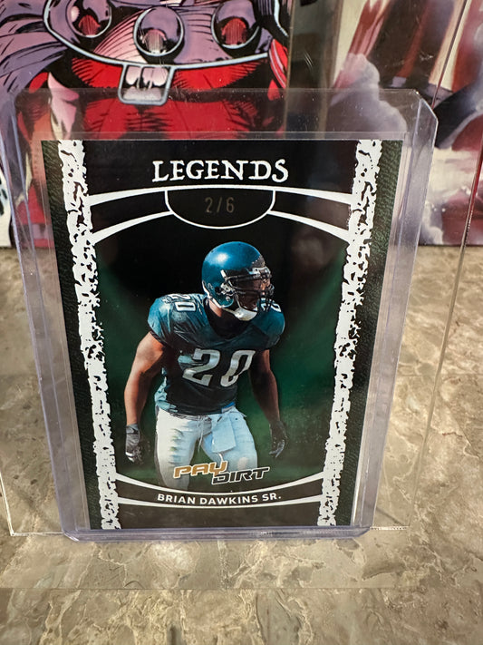 2026 Leaf Paydirt Brian Dawkins LEGENDS GREEN COLOR MATCH /6 Eagles HOF
