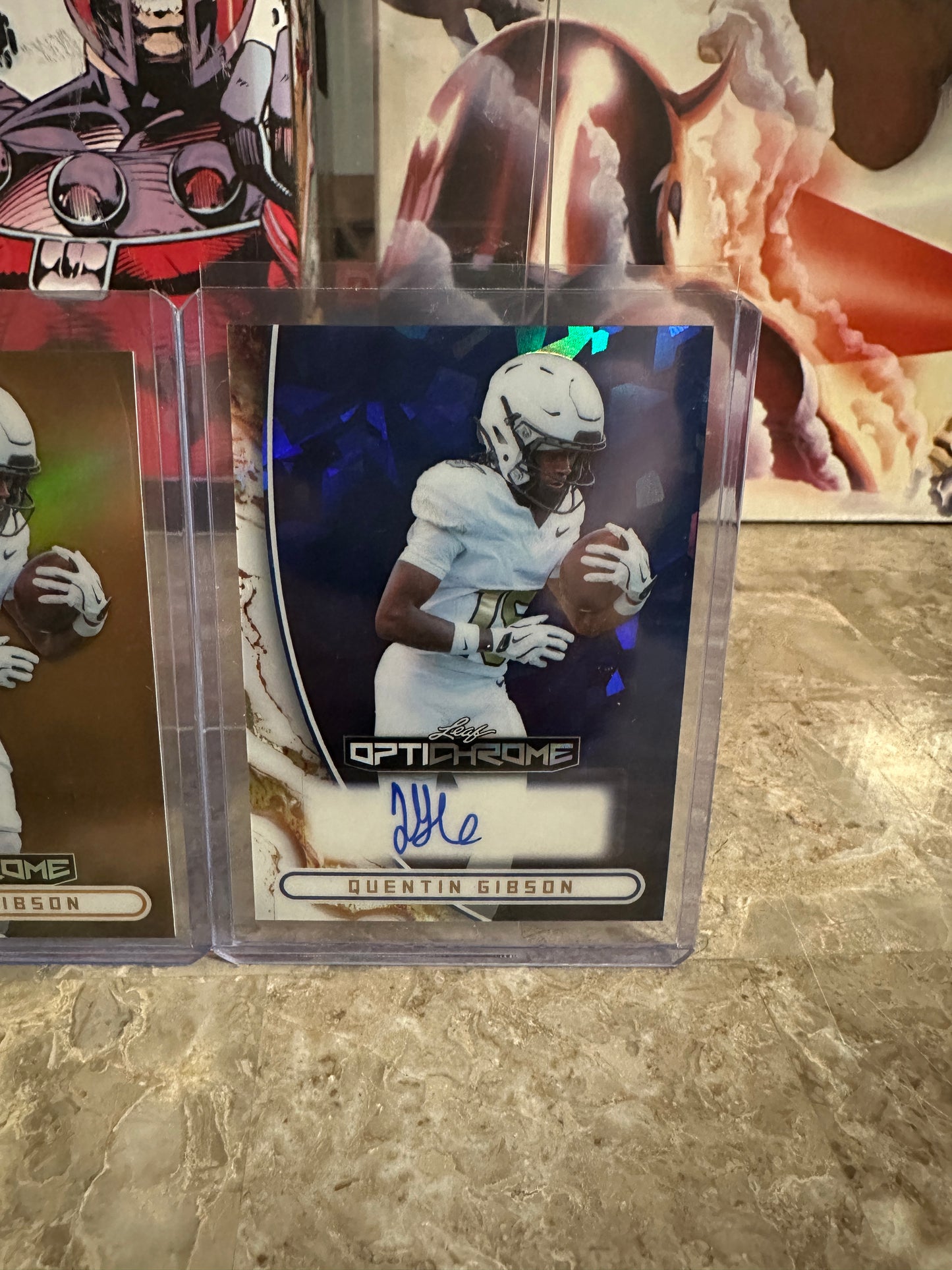 2026 Leaf Optichrome Quentin Gibson 2-Card Lot Gold 1/1 & Blue Crystal Auto /5