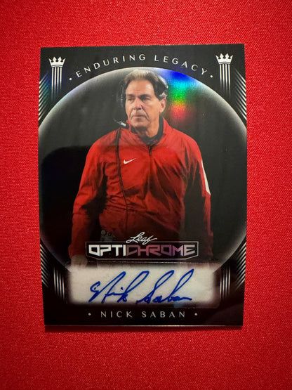 Nick Saban 2026 Leaf Optichrome Football Enduring Legacy Black Prismatic Auto /5