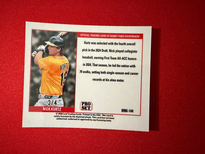 Nick Kurtz 2026 Leaf Pro Set Metal Baseball 1989 Mini Orange /4
