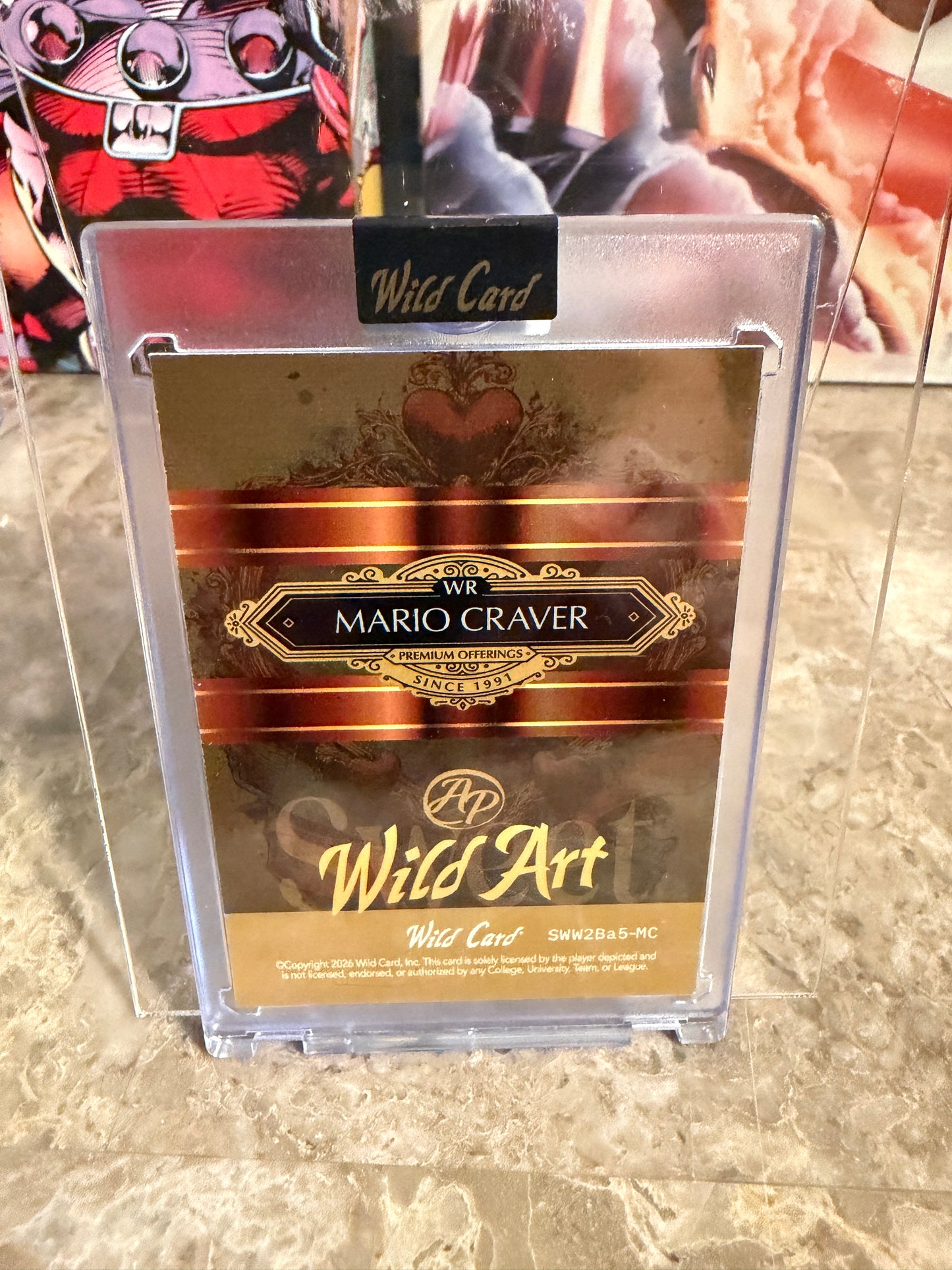 Mario Craver 2026 Wild Card Wild Art 1/1 Gold Vinyl Auto 2-Card Lot