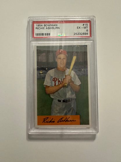 Richie Ashburn #15 PSA Graded EX-MT 6 (1954 Bowman)