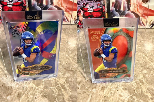 Matthew Stafford 2026 Wild Card Wild Art 1/1 Color Match Artist Proof 2-Card Lot
