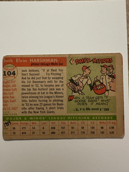 Jack Harshman #104,173,29 (1954,1955,1956 Topps) - Lower Grade