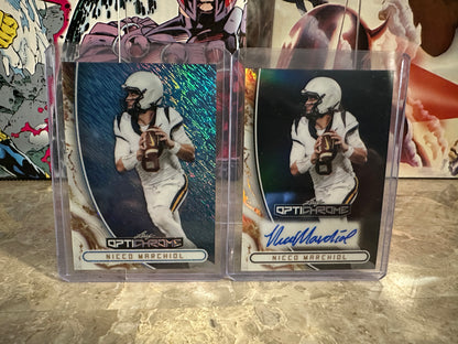 Nicco Marchiol 1/1 Platinum Shimmer & Black AUTO /2 Leaf Optichrome QB Lot