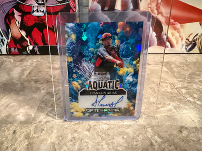 Franklin Arias 2025 Leaf Optichrome Baseball Aquatic Auto Coral Cracked Ice 1/1