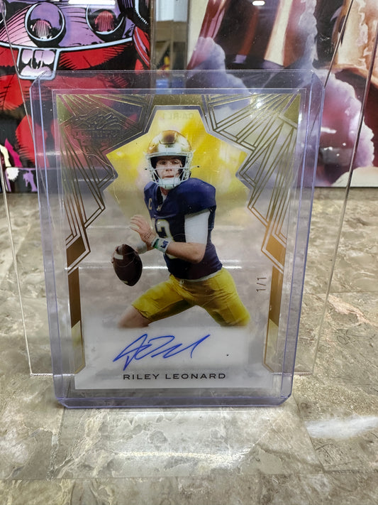 2025 Leaf Trinity RILEY LEONARD 1/1 GOLD CLEAR AUTO - Colts QB - True 1-of-1