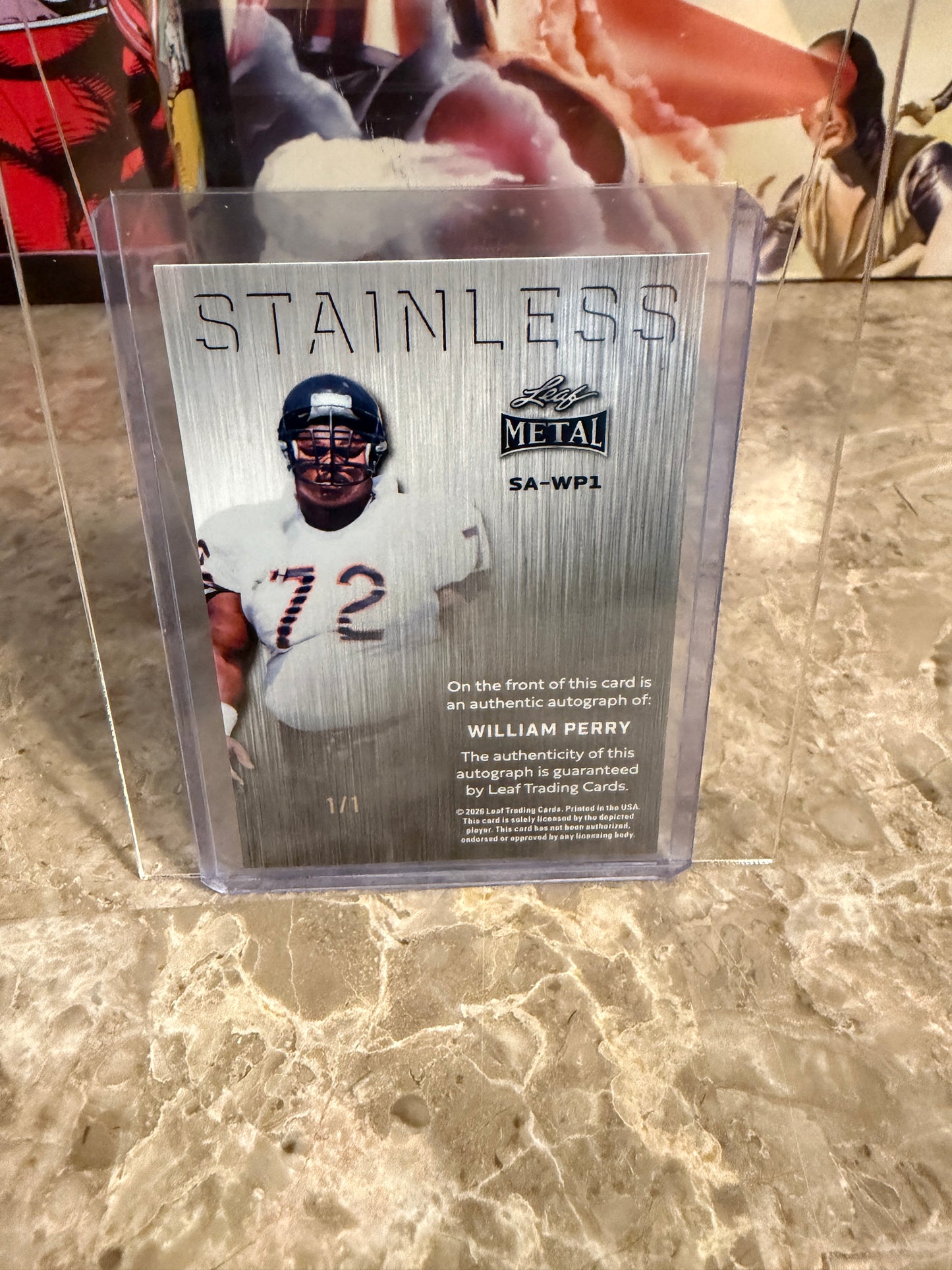 2026 Leaf Metal Football William Perry Stainless Auto Black Crystal 1/1