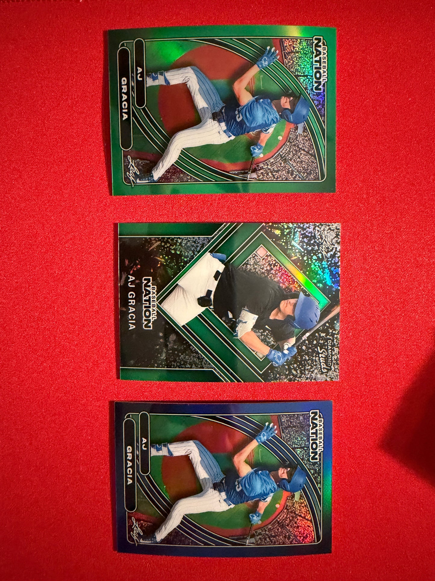 AJ Gracia 2026 Leaf Baseball Nation Base Diamond Studs 3-Card Lot