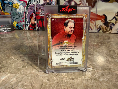 Nick Saban 2026 Leaf Art of Sport Base Auto Platinum 1/7