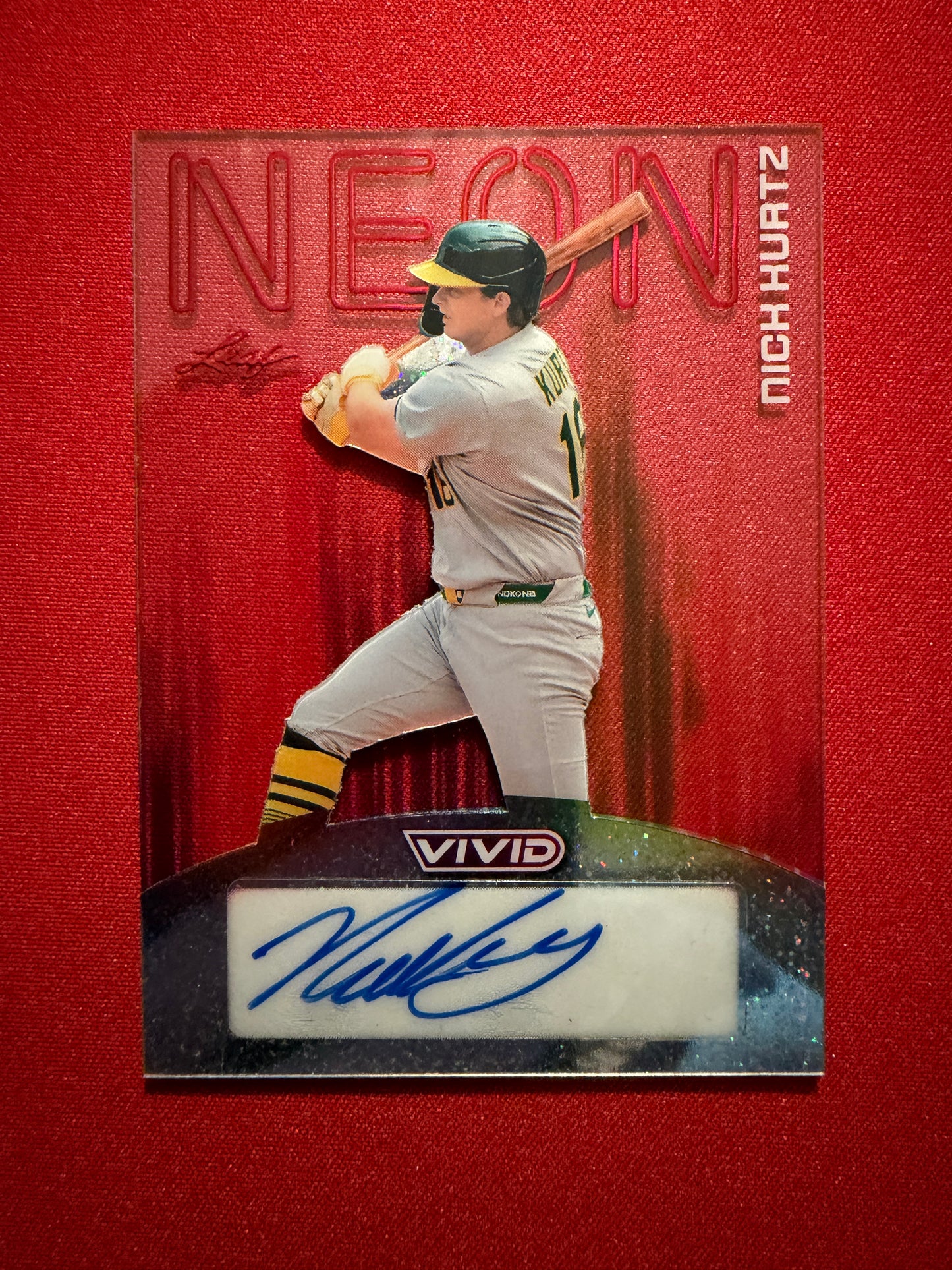 2026 Leaf Vivid Baseball Nick Kurtz Neon 1/1 Red Stardust Auto