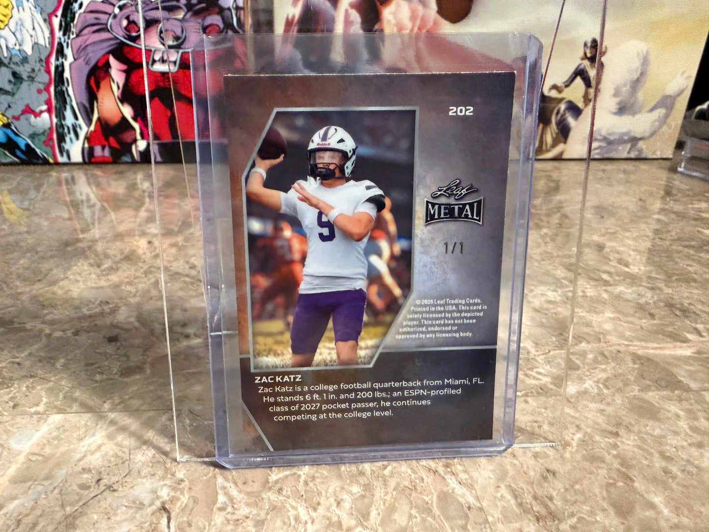 2026 Leaf Metal Football Zach Katz Metal X Gold Super Prismatic 1/1 2-Card Lot