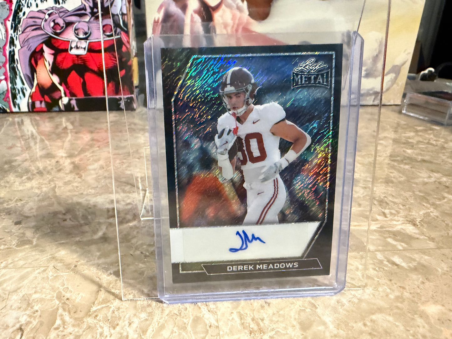Derek Meadows 2026 Leaf Metal Football Base Auto Black Shimmer 2/2