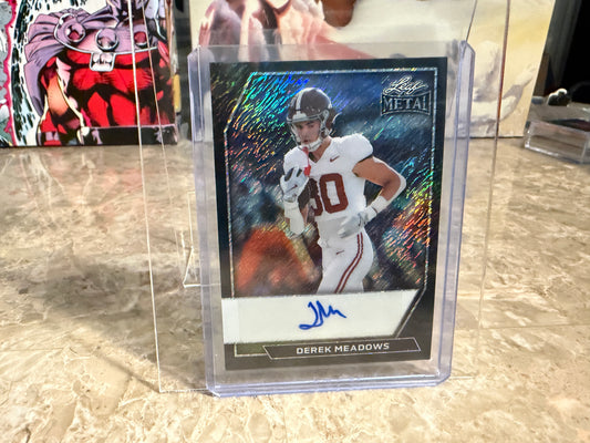 Derek Meadows 2026 Leaf Metal Football Base Auto Black Shimmer 2/2